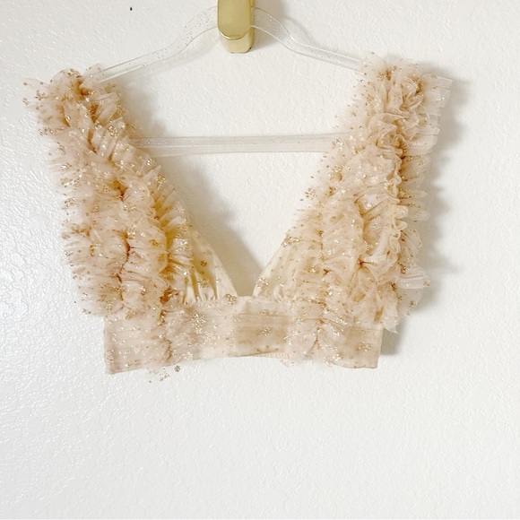 New Free People One Sosha Party crop Top in Gold - Picture 9 of 16